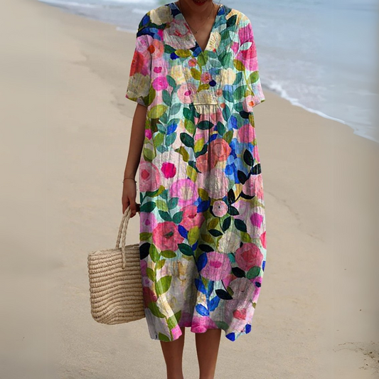 Juliette | Elegante multicolor vintage jurk