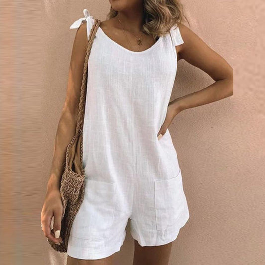 Marina | Zomerse jumpsuit met speelse strikbandjes