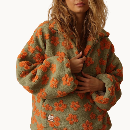 Noor | Zachte sherpa-fleece met bloemendetail